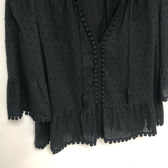 Madewell Black Peekaboo Pom Pom Blouse - Picture 8 of 13